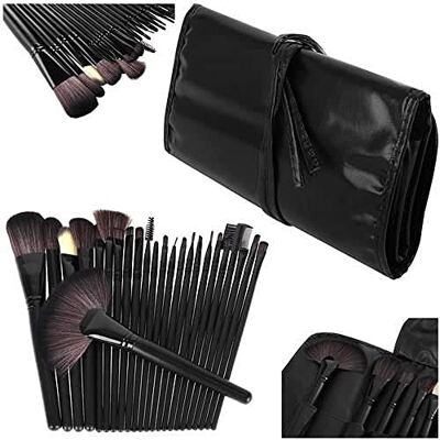 PARENCE Lote de 24 pinceles de maquillaje cosmético profesional conjunto/kit cosmético cepillo de belleza maquillaje fundación con bolsa de piel sintética PARENCE Lote de 24 pinceles de maquillaje cosmético profesional conjunto/kit cosmético cepillo de belleza maquillaje fundación con bolsa de piel sintética