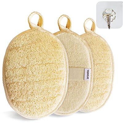 YIQINGJIE Purificador exfoliante corporal de esponja de lufa natural(3 piezas), esponja de baño de ducha de lufa biodegradable para protección del medio ambiente,Loofah para mujeres y hombres YIQINGJIE Purificador exfoliante corporal de esponja de lufa natural(3 piezas), esponja de baño de ducha de lufa biodegradable para protección del medio ambiente,Loofah para mujeres y hombres