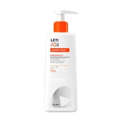 Leti AT4 Körpermilch Feuchtigkeitsspendende Lotion zum Schutz trockener oder zu Neurodermitis neigender Haut, 250 ml Crema Leti AT4 Körpermilch Feuchtigkeitsspendende Lotion zum Schutz trockener oder zu Neurodermitis neigender Haut, 250 ml Crema