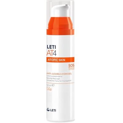 Leti AT4 Anti-Juckreiz Hydrogel Beruhigender SOS-Helfer gegen quälenden Juckreiz bei trockener oder zu Neurodermitis neigender Haut, 50 ml Gel Leti AT4 Anti-Juckreiz Hydrogel Beruhigender SOS-Helfer gegen quälenden Juckreiz bei trockener oder zu Neurodermitis neigender Haut, 50 ml Gel