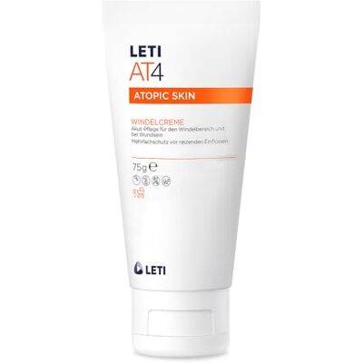 Leti AT4 Windelcreme Akut-Pflege für den Windelbereich sowie bei wunder oder empfindlicher Haut, 75 g Crema Leti AT4 Windelcreme Akut-Pflege für den Windelbereich sowie bei wunder oder empfindlicher Haut, 75 g Crema