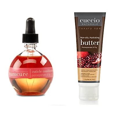 Cuccio Kit esencial de hidratación de granada e higo Aceite de cutícula de 75 ml y tubo de mantequilla de 4 oz Cuccio Kit esencial de hidratación de granada e higo Aceite de cutícula de 75 ml y tubo de mantequilla de 4 oz