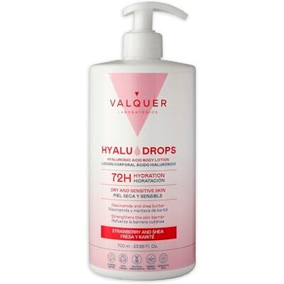 Valquer Laboratorios VALQUER Hyaludrops Crema Hidratante Corporal Fresa y Karité 72 Horas de Hidratación Nutre la Piel Seca y Sensible Con Ácido Hialurónico y Niacinamida 700 ml Valquer Laboratorios VALQUER Hyaludrops Crema Hidratante Corporal Fresa y Karité 72 Horas de Hidratación Nutre la Piel Seca y Sensible Con Ácido Hialurónico y Niacinamida 700 ml