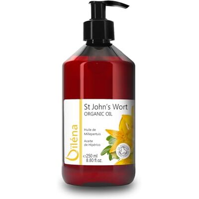Oïléna Aceite de Hipérico (Hierba de San Juan) 100% Natural Macerado Puro para Masajes Calmantes, Cuidado Corporal, Facial y Capilar Aceite Regenerador y Suavizante 250 ml Oïléna Aceite de Hipérico (Hierba de San Juan) 100% Natural Macerado Puro para Masajes Calmantes, Cuidado Corporal, Facial y Capilar Aceite Regenerador y Suavizante 250 ml