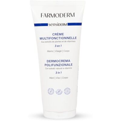 FARMODERM Sensiderm Crema Hidratante Multiusos – Rostro y Cuerpo – Nutritiva y Protectora para Piel Seca y Sensible – Con Aloe Vera, Manteca de Karité y Vitamina E – 200ml FARMODERM Sensiderm Crema Hidratante Multiusos – Rostro y Cuerpo – Nutritiva y Protectora para Piel Seca y Sensible – Con Aloe Vera, Manteca de Karité y Vitamina E – 200ml