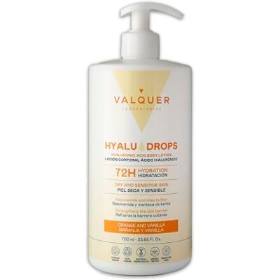 Valquer Laboratorios VALQUER Hyaludrops Crema Hidratante Corporal Naranja y Vainilla 72 Horas de Hidratación Nutre la Piel Seca y Sensible Con Ácido Hialurónico y Niacinamida 700 ml Valquer Laboratorios VALQUER Hyaludrops Crema Hidratante Corporal Naranja y Vainilla 72 Horas de Hidratación Nutre la Piel Seca y Sensible Con Ácido Hialurónico y Niacinamida 700 ml