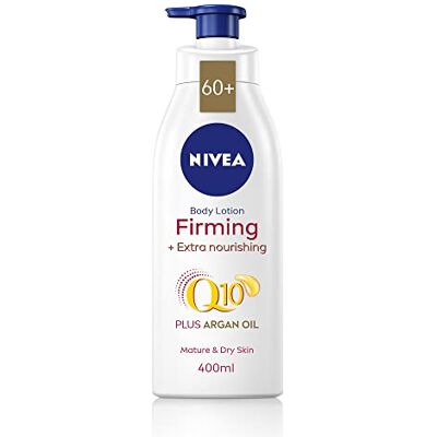 NIVEA Loción corporal Q10 60+ Mature Skin (400 ml), crema reafirmante nutritiva con Q10 y aceite de argán, crema hidratante 72H para pieles maduras y envejecidas NIVEA Loción corporal Q10 60+ Mature Skin (400 ml), crema reafirmante nutritiva con Q10 y aceite de argán, crema hidratante 72H para pieles maduras y envejecidas