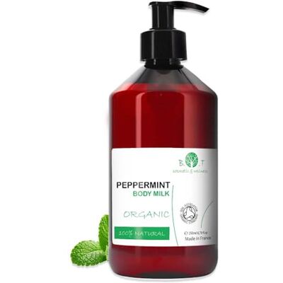 B.O.T cosmetic & wellness Leche Corporal Orgánica Refrescante de Menta Fórmula Vegetariana Antioxidantes y Anti-envejecimiento Hidratación Intensiva Anti-Acné, 250 ml B.O.T cosmetic & wellness Leche Corporal Orgánica Refrescante de Menta Fórmula Vegetariana Antioxidantes y Anti-envejecimiento Hidratación Intensiva Anti-Acné, 250 ml