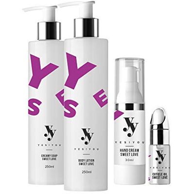 Yes!You Set de cuidado corporal perfumado con loción corporal, crema de manos, aceite para cutículas y jabón cremoso Yes!You Set de cuidado corporal perfumado con loción corporal, crema de manos, aceite para cutículas y jabón cremoso