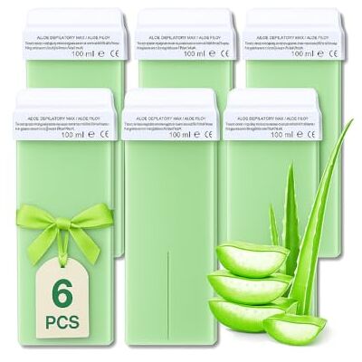 LALILL Cera Depilatoria Roll-on con Aloe Vera 100ml x6 – Cartuchos de Cera Caliente Natural – Para Piernas, Axilas, Cara, Labio – Unisex, Profesional y Uso en Casa LALILL Cera Depilatoria Roll-on con Aloe Vera 100ml x6 – Cartuchos de Cera Caliente Natural – Para Piernas, Axilas, Cara, Labio – Unisex, Profesional y Uso en Casa