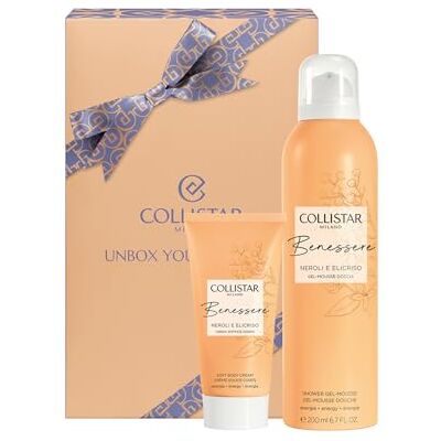Collistar Benessere Neroli & Helichrysum Set de regalo con mousse de gel de ducha de 200 ml + crema corporal suave de 50 ml, hidratante, iluminador y regenerador Collistar Benessere Neroli & Helichrysum Set de regalo con mousse de gel de ducha de 200 ml + crema corporal suave de 50 ml, hidratante, iluminador y regenerador