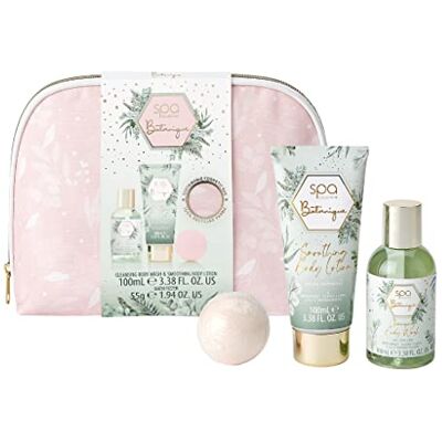 Style & Grace SPA Botanique Juego de Bolsa de cosméticos con Embalaje ecológico, loción Corporal de 100 ml + Gel de baño de 100 ml + 55 g de Esponja de baño + Bolsa de cosméticos de Tela reciclada Style & Grace SPA Botanique Juego de Bolsa de cosméticos con Embalaje ecológico, loción Corporal de 100 ml + Gel de baño de 100 ml + 55 g de Esponja de baño + Bolsa de cosméticos de Tela reciclada