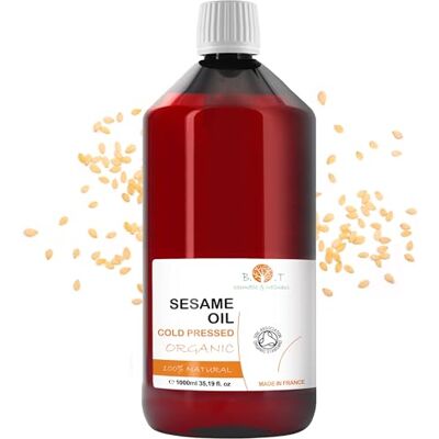 B.O.T cosmetic & wellness Aceite de Sésamo Orgánico 100% Puro Hidratante y Antienvejecimiento Reafirmante Corporal Cuidado del Cabello Aceite de Masaje Ayurveda 1000 ml B.O.T cosmetic & wellness Aceite de Sésamo Orgánico 100% Puro Hidratante y Antienvejecimiento Reafirmante Corporal Cuidado del Cabello Aceite de Masaje Ayurveda 1000 ml