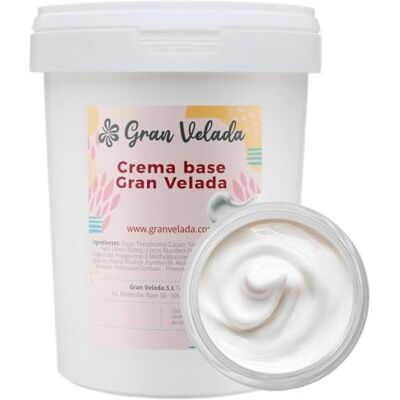 GRAN VELADA Crema base 1000 cc Ingrediente Cosmético Base para Cremas y Geles Cosmética Casera Fácil de Personalizar GRAN VELADA Crema base 1000 cc Ingrediente Cosmético Base para Cremas y Geles Cosmética Casera Fácil de Personalizar