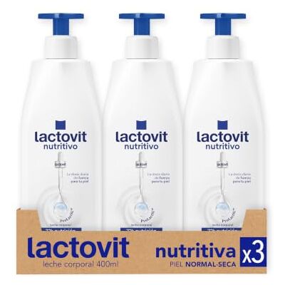 Lactovit Leche Corporal Nutritiva con ProLactic10 y Manteca de Karité, Hidratación y Nutrición Diaria para Piel Normal y Seca – Pack Ahorro 3 x 400 ml Lactovit Leche Corporal Nutritiva con ProLactic10 y Manteca de Karité, Hidratación y Nutrición Diaria para Piel Normal y Seca – Pack Ahorro 3 x 400 ml