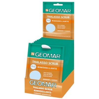 Geomar Thalasso Exfoliante Remodelador, Con Sal Marina, Sales de Epsom, Aceite de Café y Extractos de Guaraná y Capsicum, Made in Italy, de 12 x 85 g Geomar Thalasso Exfoliante Remodelador, Con Sal Marina, Sales de Epsom, Aceite de Café y Extractos de Guaraná y Capsicum, Made in Italy, de 12 x 85 g