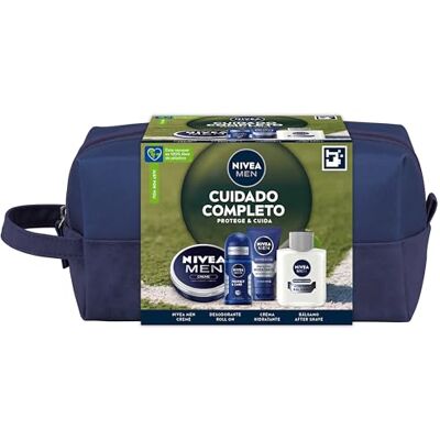 NIVEA MEN Pack Cuidado Completo Neceser, Set de regalo para hombre con crema facial (1 x 75 ml) crema hidratante todo el cuerpo (1 x 150 ml), bálsamo after shave (1 x 100 ml), desodorante (1 x 100 ml) NIVEA MEN Pack Cuidado Completo Neceser, Set de regalo para hombre con crema facial (1 x 75 ml) crema hidratante todo el cuerpo (1 x 150 ml), bálsamo after shave (1 x 100 ml), desodorante (1 x 100 ml)