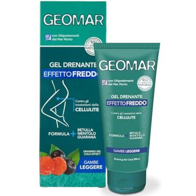 Geomar GEL Drenante de Efecto Frío, contra los Inestetismos de la Celulitis, proporciona piernas ligeras, Ingredientes 95% de Origen Natural, Made in Italy, 200 ml Geomar GEL Drenante de Efecto Frío, contra los Inestetismos de la Celulitis, proporciona piernas ligeras, Ingredientes 95% de Origen Natural, Made in Italy, 200 ml