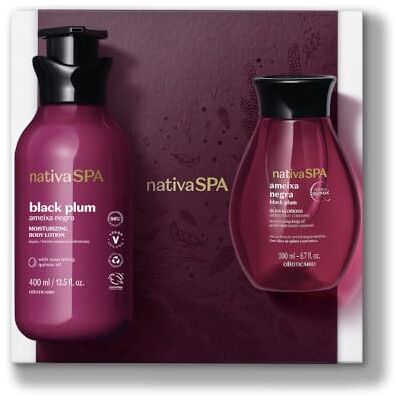 O Boticário Nativa SPA Ciruela Negra Cofre Aceite 200ml + Loción 400ml Hidrante Corporal Vegano Con Gotas de Quinoa Hidratación Profunda Piel Suave y Sedosa Absorción Rápida O Boticário Nativa SPA Ciruela Negra Cofre Aceite 200ml + Loción 400ml Hidrante Corporal Vegano Con Gotas de Quinoa Hidratación Profunda Piel Suave y Sedosa Absorción Rápida