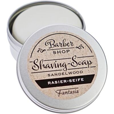 Fantasia Jabón de afeitar para hombre y mujer de madera de sándalo, 100 g, crema de afeitar de alta calidad, vegano, para pieles sensibles, para hombre y mujer, set con lata de metal, crema de afeitar Fantasia Jabón de afeitar para hombre y mujer de madera de sándalo, 100 g, crema de afeitar de alta calidad, vegano, para pieles sensibles, para hombre y mujer, set con lata de metal, crema de afeitar