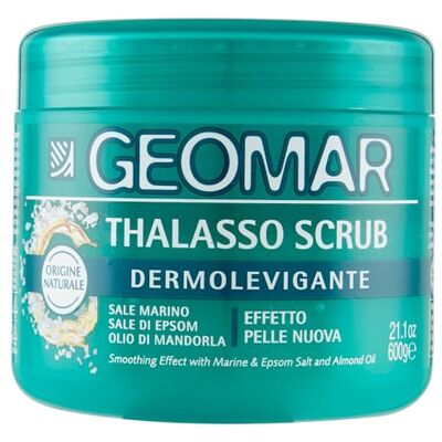 Geomar Thalasso Exfoliante Dermoreafirmante, Efecto Piel Nueva, Con Sal Marina, Sales de Epsom y Aceite de Almendra, Made in Italy, 600 g Geomar Thalasso Exfoliante Dermoreafirmante, Efecto Piel Nueva, Con Sal Marina, Sales de Epsom y Aceite de Almendra, Made in Italy, 600 g
