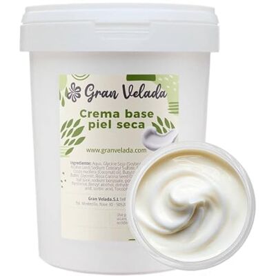 GRAN VELADA Crema Base Piel Seca 1000 cc Emulsión Hidratante O/W Textura Rica y Untuosa Personalizable con Activos (hasta 5%) Vegana y Sin Parabenos GRAN VELADA Crema Base Piel Seca 1000 cc Emulsión Hidratante O/W Textura Rica y Untuosa Personalizable con Activos (hasta 5%) Vegana y Sin Parabenos