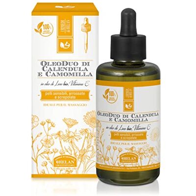 Helan , Oleoduo Caléndula y Camomila, Oleolite, Ideal para masaje, Piel sensible, Aceite corporal, 100 mL Helan , Oleoduo Caléndula y Camomila, Oleolite, Ideal para masaje, Piel sensible, Aceite corporal, 100 mL
