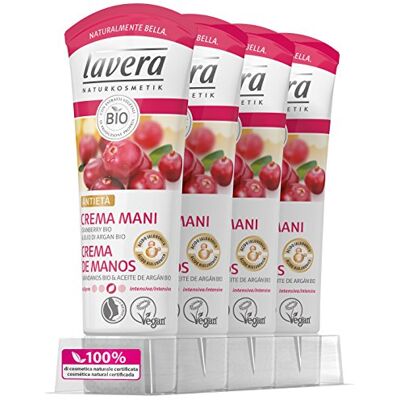 lavera Crema de Manos Antienvejecimiento con Extracto de Arándanos Bio & Aceite de Argán Bio Intensiva vegano cosméticos naturales 100% certificados cuidado de la piel 4 Recipientes de 75 ml lavera Crema de Manos Antienvejecimiento con Extracto de Arándanos Bio & Aceite de Argán Bio Intensiva vegano cosméticos naturales 100% certificados cuidado de la piel 4 Recipientes de 75 ml