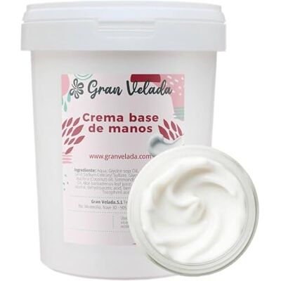 GRAN VELADA Crema Base para Manos 1000 cc Base Hidratante Personalizable DIY Cosmética Natural Libre de Parabenos y Siliconas GRAN VELADA Crema Base para Manos 1000 cc Base Hidratante Personalizable DIY Cosmética Natural Libre de Parabenos y Siliconas