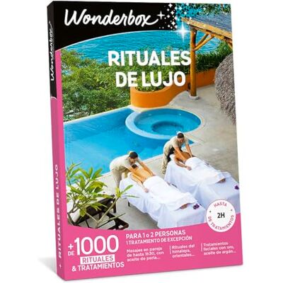 WONDERBOX Caja Regalo Rituales de Lujo 1 Tratamiento Bienestar excepcional como masajes en Pareja, tratamientos faciales con Punta de Diamante, accesos a circuitos exclusivos de Agua WONDERBOX Caja Regalo Rituales de Lujo 1 Tratamiento Bienestar excepcional como masajes en Pareja, tratamientos faciales con Punta de Diamante, accesos a circuitos exclusivos de Agua