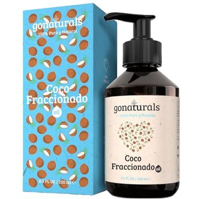 GONATURALS Aceite de Coco Fraccionado 250ml 100% Puro, Ligero e Inodoro 100% puro Ligero Absorción rápida Piel, cabello y uñas Desmaquillante natural Aceite para masajes GONATURALS Aceite de Coco Fraccionado 250ml 100% Puro, Ligero e Inodoro 100% puro Ligero Absorción rápida Piel, cabello y uñas Desmaquillante natural Aceite para masajes