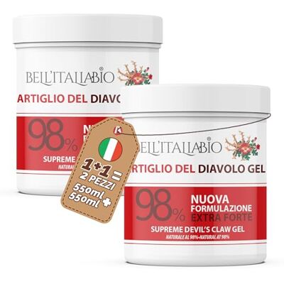 BELL'ITALIABIO Artiglio del Diavolo Extra Forte Gel al 98%, Pomata Artiglio del Diavolo Formula Naturale e Professionale per Massaggi a Muscoli e Articolazioni 2 x 550 ml BELL'ITALIABIO Artiglio del Diavolo Extra Forte Gel al 98%, Pomata Artiglio del Diavolo Formula Naturale e Professionale per Massaggi a Muscoli e Articolazioni 2 x 550 ml