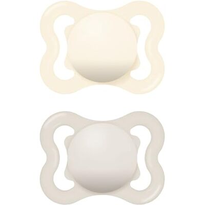 MAM Chupete con Escudo Ventilado, 2-6 Meses, con Tetina Simétrica, Plana y Flexible de Silicona Skin Soft Silicone de Fácil Aceptación, con Caja Autoesterilizadora, Air, Neutro Mate, Pack de 2uds MAM Chupete con Escudo Ventilado, 2-6 Meses, con Tetina Simétrica, Plana y Flexible de Silicona Skin Soft Silicone de Fácil Aceptación, con Caja Autoesterilizadora, Air, Neutro Mate, Pack de 2uds