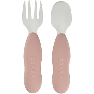 Béaba , Set de 2 Cubiertos de Acero Inoxidable y Silicona, Cubiertos para Bebés, A partir de 10 Meses, Forma Ergonómica, Mango Ergonómico, Cubiertos para Aprender, Algodón de Azúcar Béaba , Set de 2 Cubiertos de Acero Inoxidable y Silicona, Cubiertos para Bebés, A partir de 10 Meses, Forma Ergonómica, Mango Ergonómico, Cubiertos para Aprender, Algodón de Azúcar