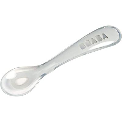 Béaba Cuchara de aprendizaje para Bebé y Niño, Silicona, Secunda infancia, Suave, Punta redondeada, Mango ergonómico, Gris Béaba Cuchara de aprendizaje para Bebé y Niño, Silicona, Secunda infancia, Suave, Punta redondeada, Mango ergonómico, Gris
