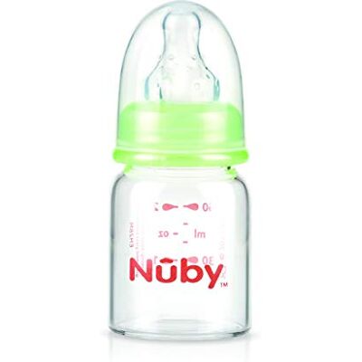 Nuby Biberón de cristal con tetina de silicona de flujo lento, 0+m, 60 ml Nuby Biberón de cristal con tetina de silicona de flujo lento, 0+m, 60 ml