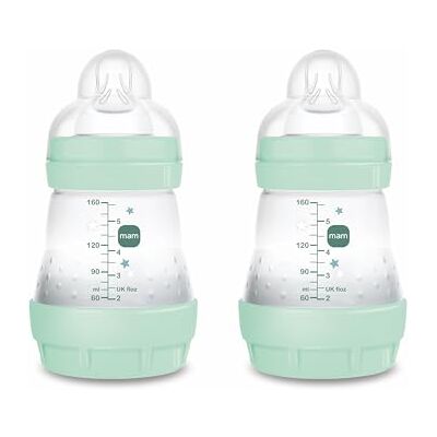 MAM Pack 2 Biberones Anticólicos, Recién Nacido, 0-2 Meses, 160ml, con Tetina 1 Flujo Lento de Fácil Aceptación, Autoesterilizable y Fácil de Limpiar, Easy Start Anti-Colic, Azul Brillante, 2uds MAM Pack 2 Biberones Anticólicos, Recién Nacido, 0-2 Meses, 160ml, con Tetina 1 Flujo Lento de Fácil Aceptación, Autoesterilizable y Fácil de Limpiar, Easy Start Anti-Colic, Azul Brillante, 2uds