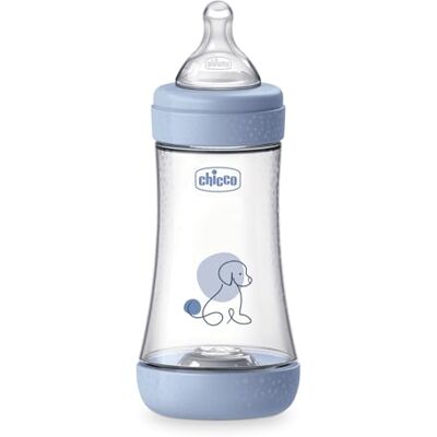 Chicco PERFECT 5 Biberón anticólicos de 240 ml, biberón de flujo medio para 2 meses + con tetina de silicona suave, biberón similar al pecho materno, biberón anticólicos para lactancia mixta, azul Chicco PERFECT 5 Biberón anticólicos de 240 ml, biberón de flujo medio para 2 meses + con tetina de silicona suave, biberón similar al pecho materno, biberón anticólicos para lactancia mixta, azul