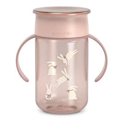 SUAVINEX , Vaso Aprendizaje Bebé, Taza 360 con Sistema Antiderrame y Antigoteo, Magic Cup con Asas y Tapa, Apto Lavavajillas y Microondas, 340 ml, Taza Entrenamiento para Bebés +12 Meses, Rosa SUAVINEX , Vaso Aprendizaje Bebé, Taza 360 con Sistema Antiderrame y Antigoteo, Magic Cup con Asas y Tapa, Apto Lavavajillas y Microondas, 340 ml, Taza Entrenamiento para Bebés +12 Meses, Rosa