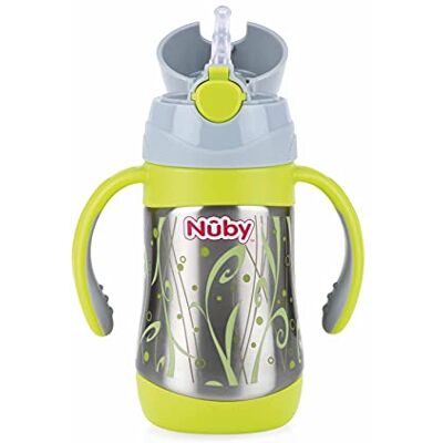 Taza aislante de acero inoxidable Nuby - 280 ml - con pajilla Taza aislante de acero inoxidable Nuby - 280 ml - con pajilla
