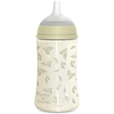 SUAVINEX , Biberón de 270 ml, con Tetina Fisiológica SX Pro de Silicona, con válvula Anticólico, de Flujo Medio (M), para Líquidos Densidad Media, Leche, Zumos o Agua. Bebés +3 Meses. Poetry, Verde SUAVINEX , Biberón de 270 ml, con Tetina Fisiológica SX Pro de Silicona, con válvula Anticólico, de Flujo Medio (M), para Líquidos Densidad Media, Leche, Zumos o Agua. Bebés +3 Meses. Poetry, Verde