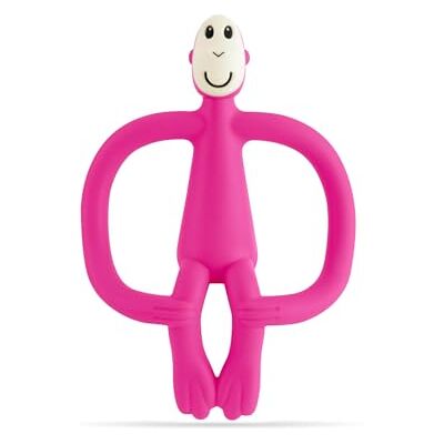 MATCHSTICK MONKEY , Original Teether & Gel Applicator, Antimicrobial Silicone Teething Toys for Baby, Easy to Grip, BPA Free, 3 Months Old+, 10.5 cm, Pink Monkey MATCHSTICK MONKEY , Original Teether & Gel Applicator, Antimicrobial Silicone Teething Toys for Baby, Easy to Grip, BPA Free, 3 Months Old+, 10.5 cm, Pink Monkey