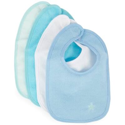 BIECO Juego de 4 baberos recién nacidos azul baberos lavables e impermeables para bebés BIECO Juego de 4 baberos recién nacidos azul baberos lavables e impermeables para bebés