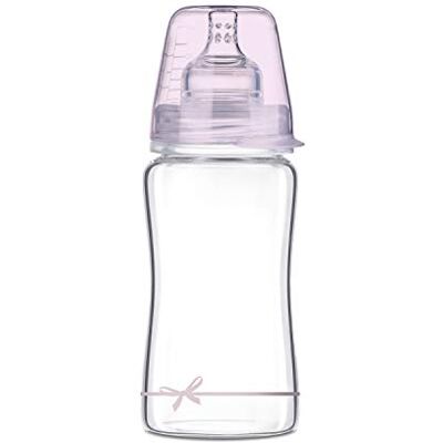 LOVI Anticólica Botella Biberón de Vidrio con Tetina Dinámica Silicona, 250ml, 3+ Meses, Sistema SUPER Air Vent, Protege el Reflejo Natural de Succión de Bebé, Baby Shower Girl Colleción LOVI Anticólica Botella Biberón de Vidrio con Tetina Dinámica Silicona, 250ml, 3+ Meses, Sistema SUPER Air Vent, Protege el Reflejo Natural de Succión de Bebé, Baby Shower Girl Colleción