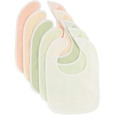 BIECO Juego de 5 baberos de algodón para bebé, impermeables, cierre de velcro, color verde, Fine, Talla única BIECO Juego de 5 baberos de algodón para bebé, impermeables, cierre de velcro, color verde, Fine, Talla única