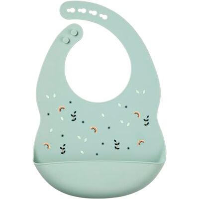 Nattou Babero de Silicona con Bandeja, Ajustable en tamaño, Sin BPA, Aprox. 20 x 27 cm, Silicone, Verde Nattou Babero de Silicona con Bandeja, Ajustable en tamaño, Sin BPA, Aprox. 20 x 27 cm, Silicone, Verde