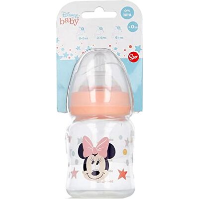 Stor Biberón Disney Minnie de 150 ml, en plástico sin BPA, con tetina anticólica, lavable y reutilizable, apto para microondas y lavavajillas Stor Biberón Disney Minnie de 150 ml, en plástico sin BPA, con tetina anticólica, lavable y reutilizable, apto para microondas y lavavajillas