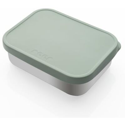 Reer Fiambrera de silicona de acero inoxidable, 700 ml, con tapa y recipiente separador, apta para lavavajillas, resistente y duradera, ideal para escuela, guardería y pícnic, color verde/plateado Reer Fiambrera de silicona de acero inoxidable, 700 ml, con tapa y recipiente separador, apta para lavavajillas, resistente y duradera, ideal para escuela, guardería y pícnic, color verde/plateado
