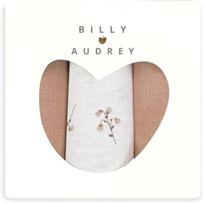 Billy loves Audrey Paquete de Tres gasas de Muselina Almond/Wildflowers Billy loves Audrey Paquete de Tres gasas de Muselina Almond/Wildflowers