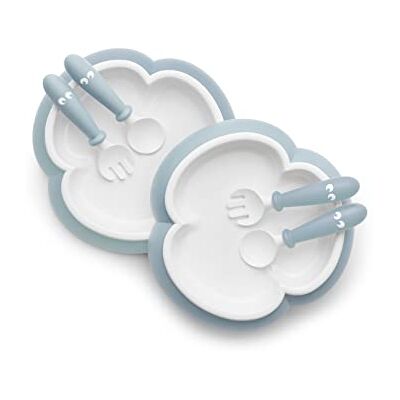 BabyBjörn Plato, Cuchara y Tenedor para Bebé, 2 pack, Azul Pastel BabyBjörn Plato, Cuchara y Tenedor para Bebé, 2 pack, Azul Pastel